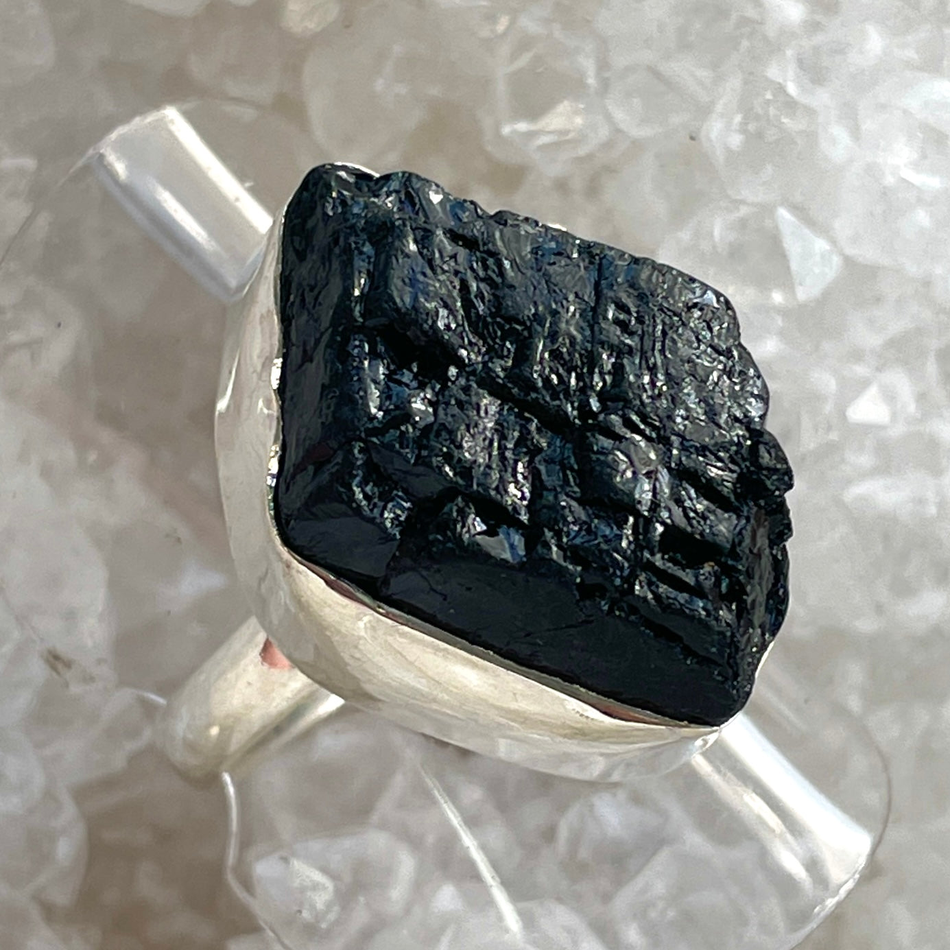 Black Tourmaline Sterling Silver Ring - Sz8 BT2 Black Tourmaline Sterling Silver Ring - Sz8 BT2